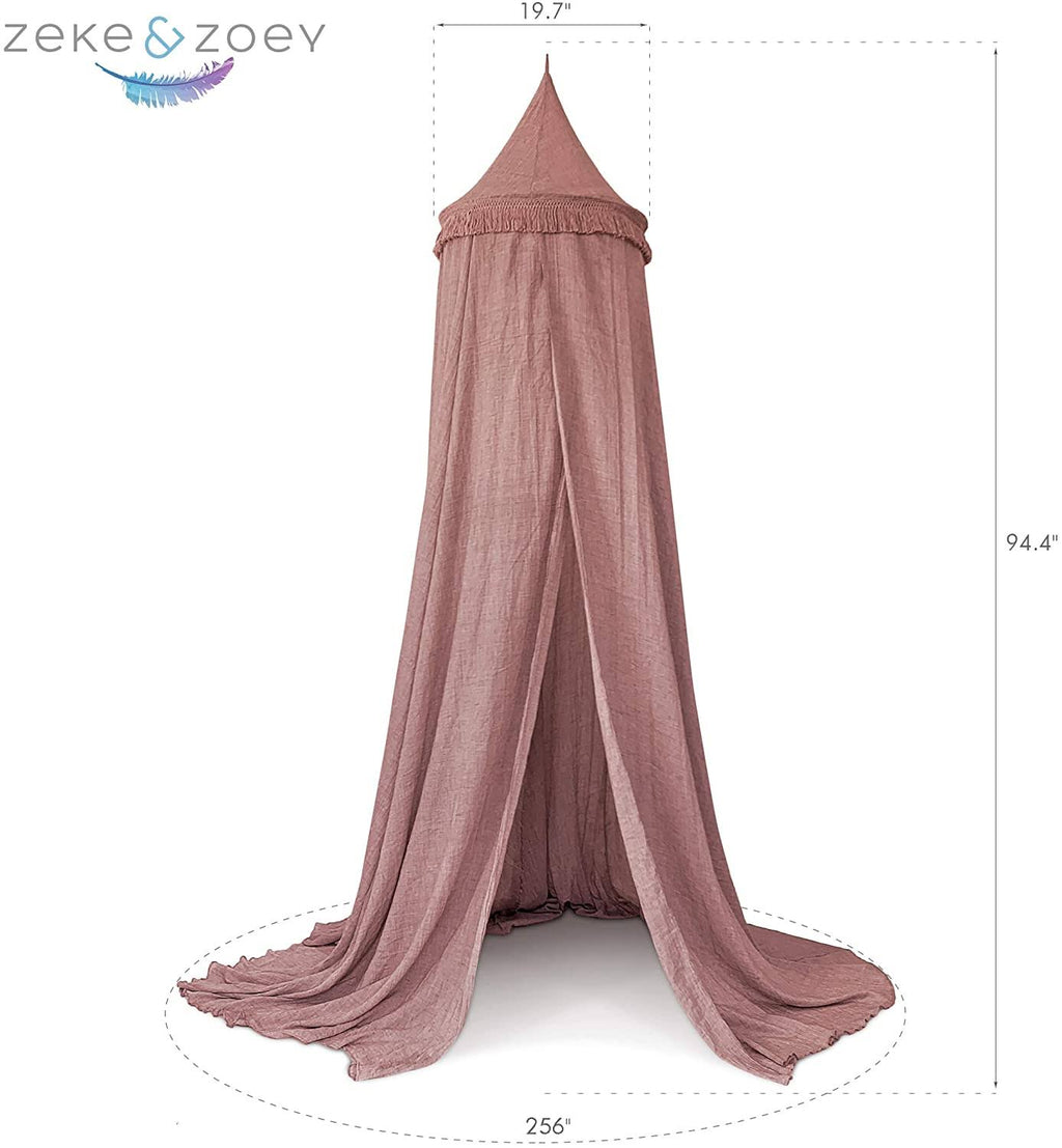 Hanging Dusty Dirty Pink Princess Canopy with Tassels W81413