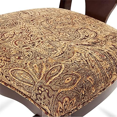 Brown Cherry Wood Padded Dining Chair (Set of 2) E7798