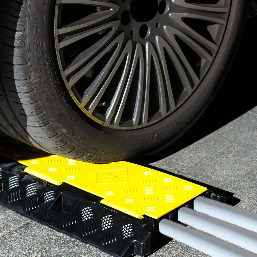 Cable Ramp PVC Rubber Cable Protector, 3 Channel, 44000lbs Capacity, Pack of 2 N679592