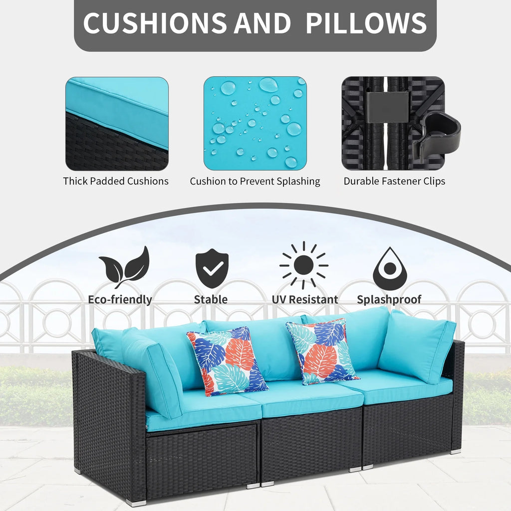 3 Pcs Beige Outdoor Patio Sofa Set T60368