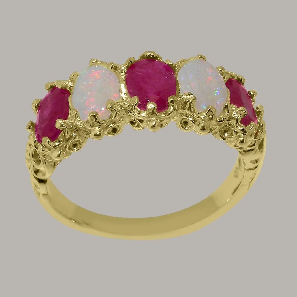 18k Yellow Gold Natural Ruby & Opal Eternity Ring D497637