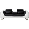 Black and White Faux Leather Wooden Sofa with Headrest U3254