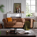 Brown Faux Leather Chesterfield Sofa J976