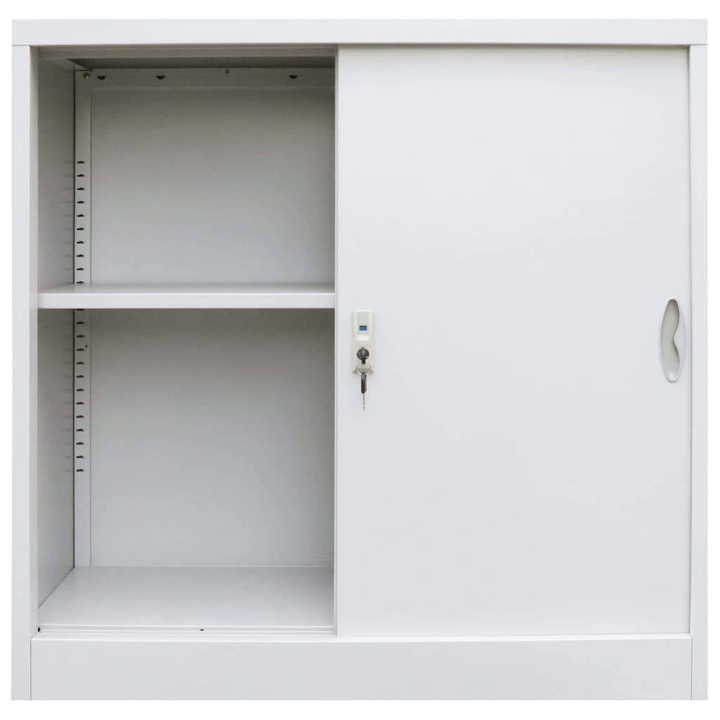 Gray Metal Office Cabinet with Sliding Doors I49900