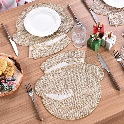 Set of 4 Burlap Christmas Placemats I150491