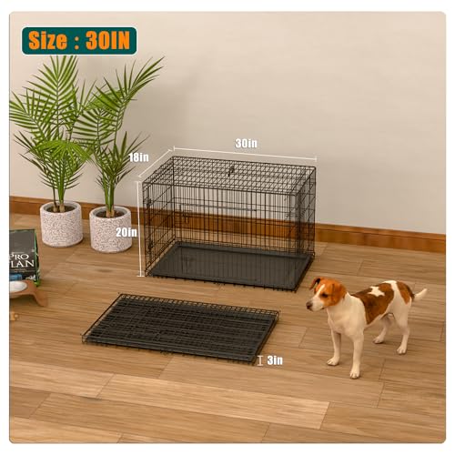 42 inch Metal Wire Dog Crate with Tray and Double Door J239400