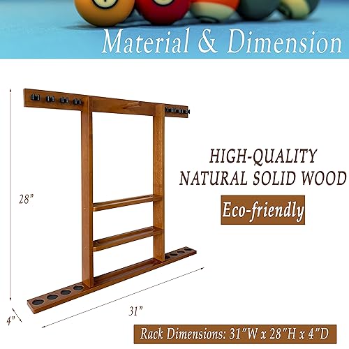 Wall Mount Pool Cue Stick Holder Hold 8 Cues Solid Wood Mahogany X434