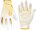White and Gold Youth Football Gloves C2387