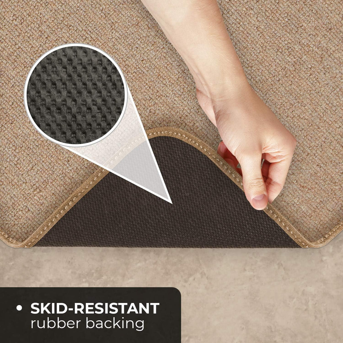 Skid-Resistant Carpet Runner Pebble Beige 12 Feet X 27 Inches Y1376