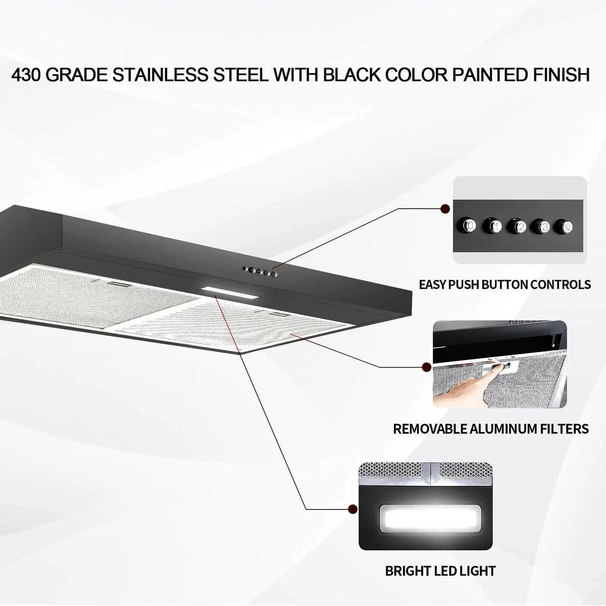 30 inch Under Cabinet Range Hood with Carbon Filter E519