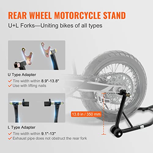 850lbs Motorcycle Stand Lift Front Rear Combo Black H414010