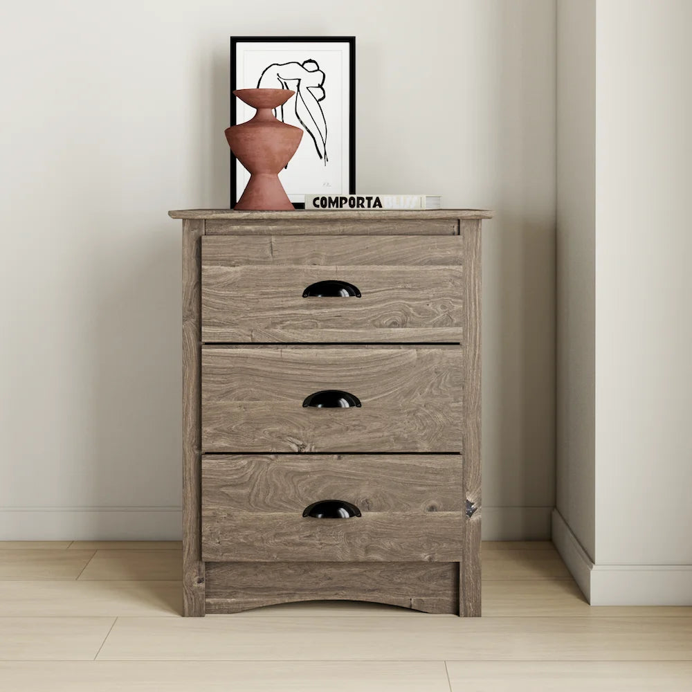 Black 3 Drawer Nightstand C2677
