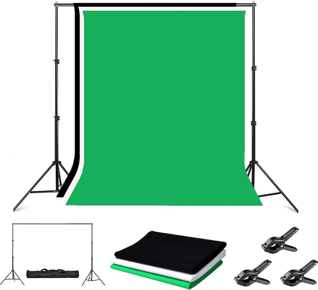 8 x 10ft Adjustable Photo Backdrop Stand with Carry Bag and 3 Clamps M154036