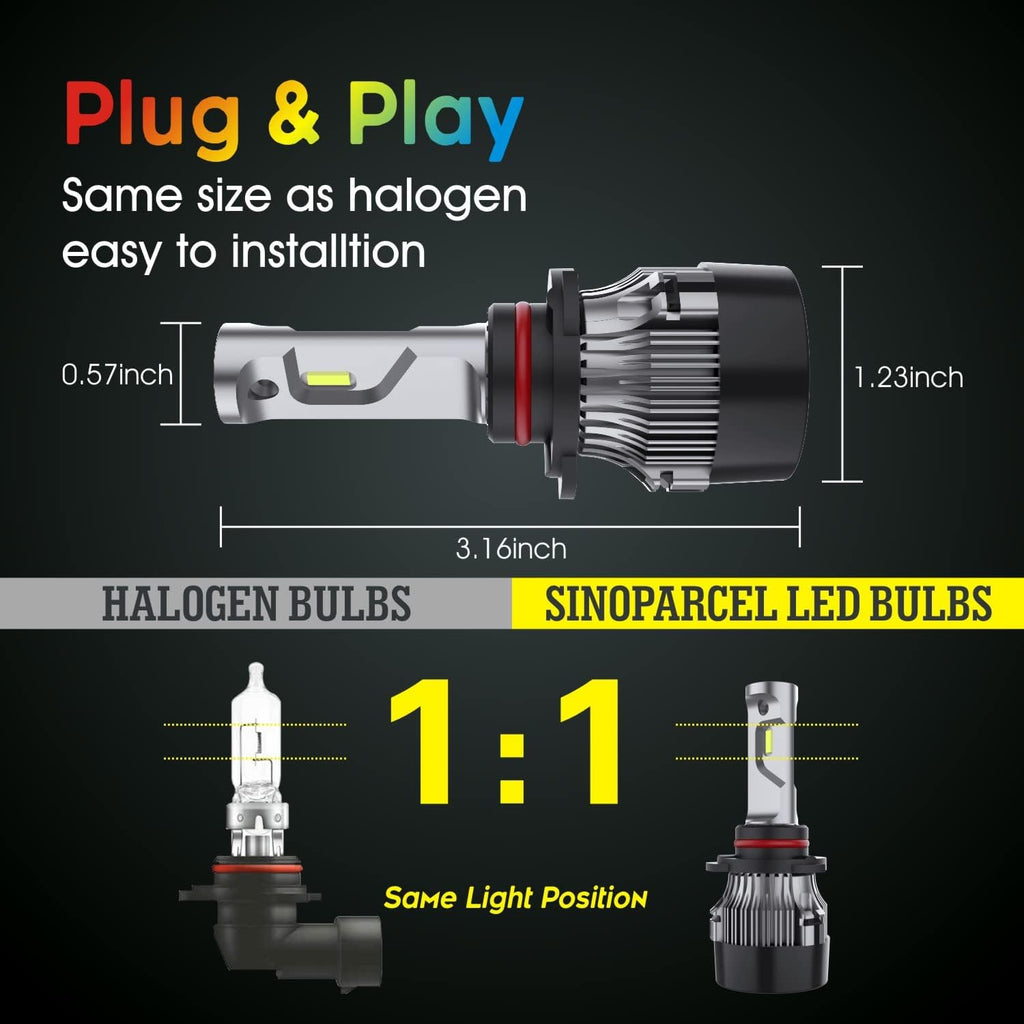 9005/HB3 High Beam and 9006/HB4 Low Beam LED Headlight Bulbs Combo, Pack of 4 Q5454