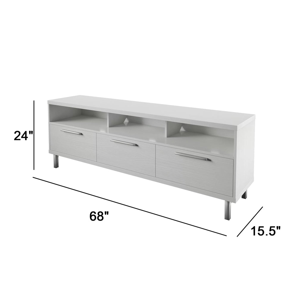 White Contemporary TV Stand with 3 Storage Drawers S753106