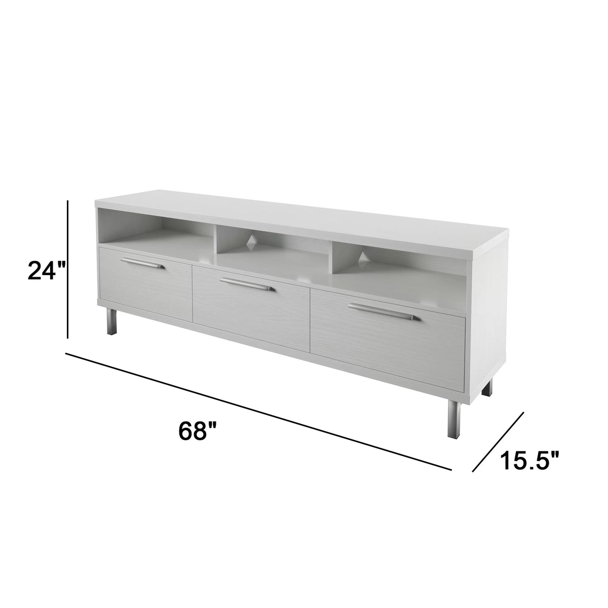 White Contemporary TV Stand with 3 Storage Drawers S753106