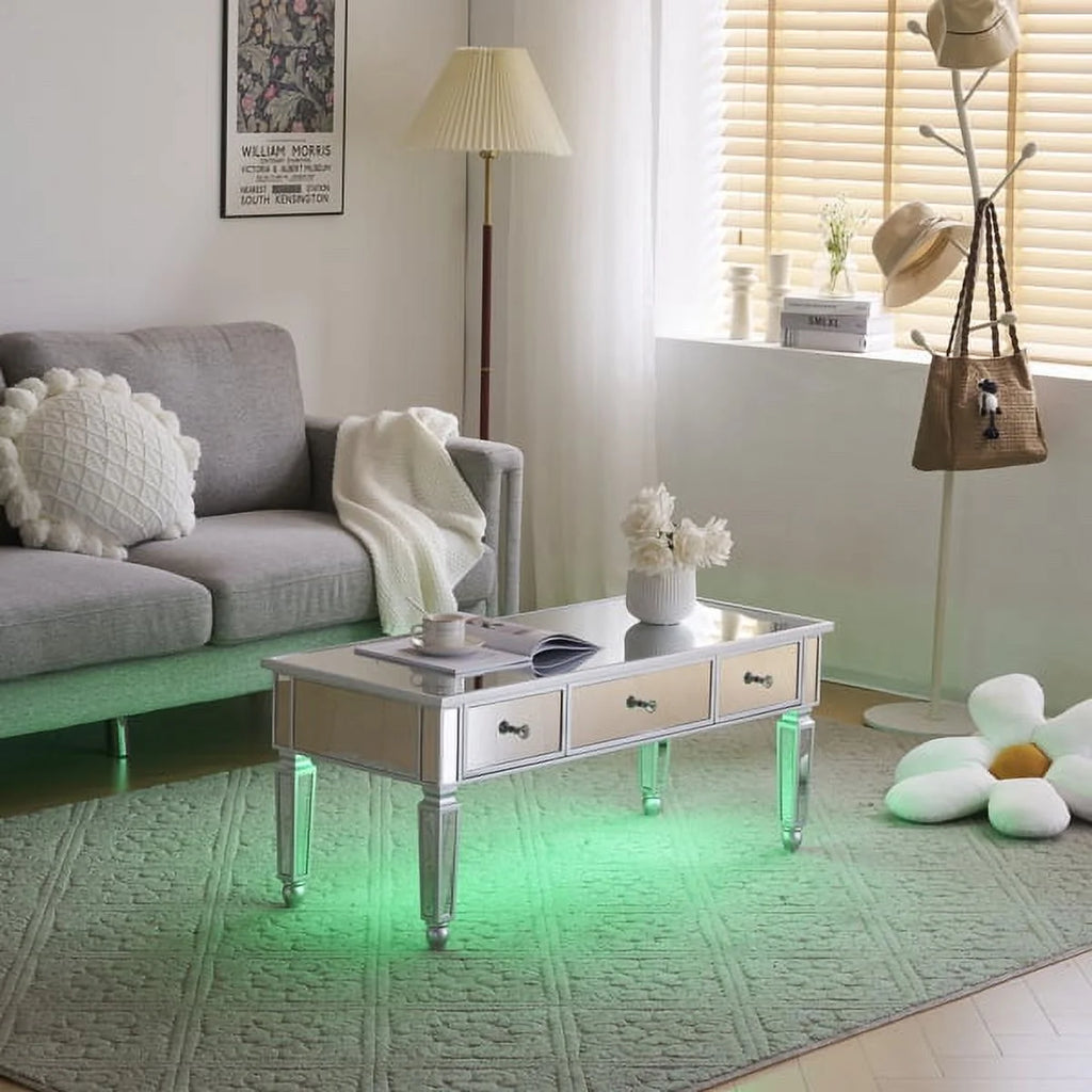 Mirrored Coffee Table with 3 Drawers D7433