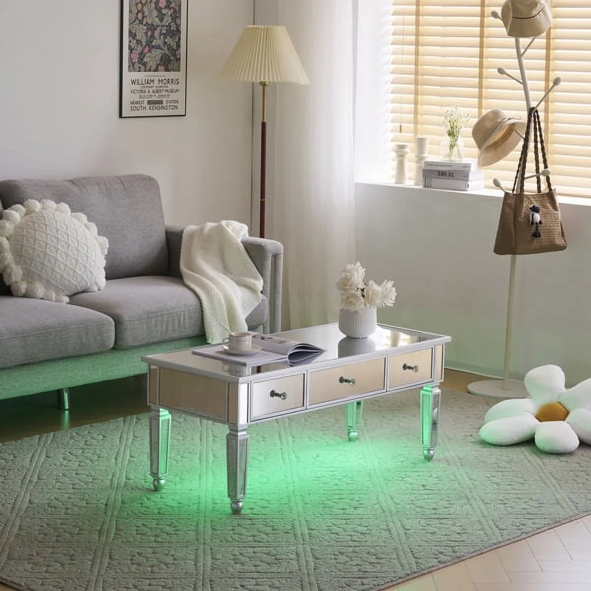 Mirrored Coffee Table with 3 Drawers D7433