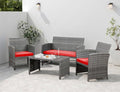 4 Piece Wicker Patio Furniture Set with Cushions H556295