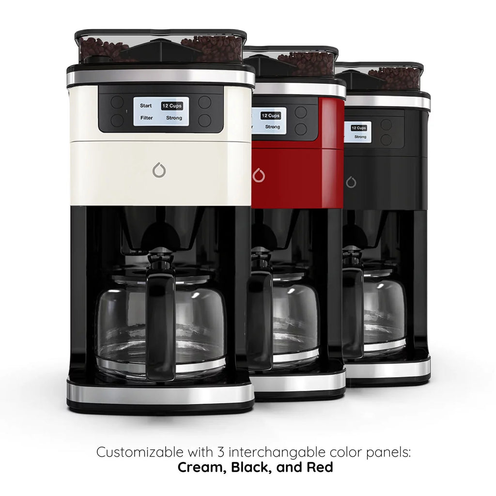 Red Coffee Maker with Built-in Grinder M104