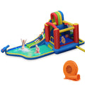 Inflatable Kid Bounce House Slide Climbing Splash Pool Castle with 750W Blower H53838