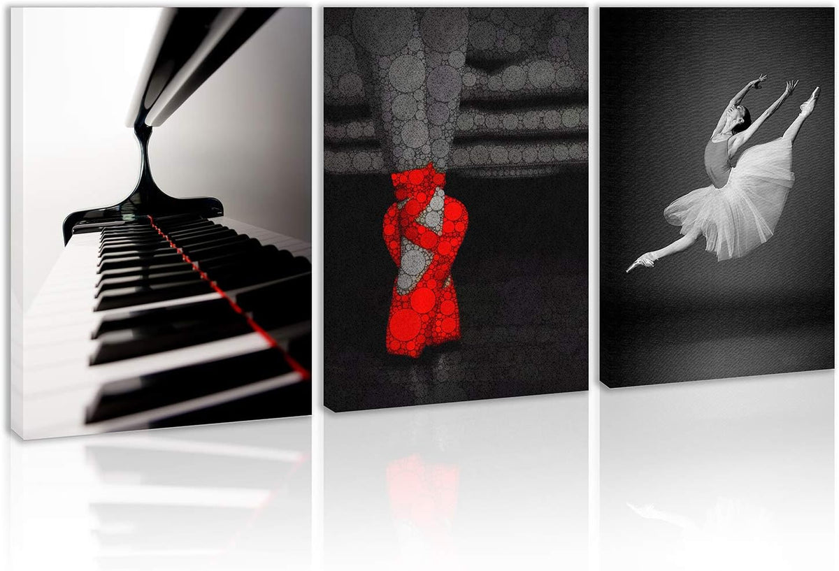 Black and White and Red Ballet Canvas Painting O216498