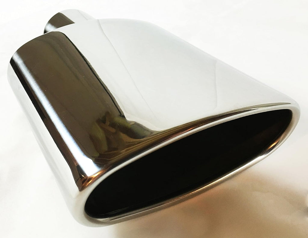 Polished Stainless Steel Rolled Oval Exhaust Tip Pack of 2 I46128