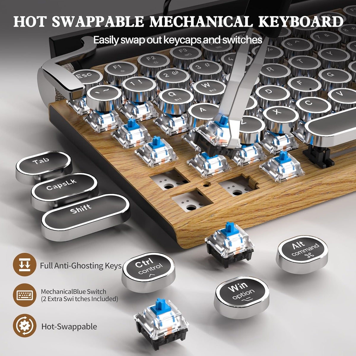 83-Key Wireless Mechanical Keyboard with Blue Switches and LED Backlight L94666