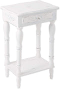 Set of 2 Carved Wood White Nightstands G596