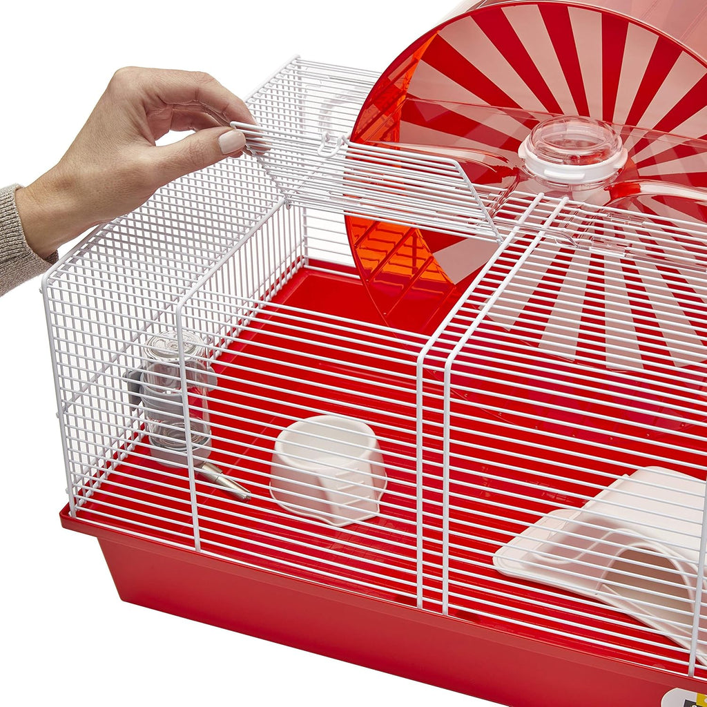 Modular Hamster Cage with 11.75-Inch Exercise Wheel, 19.7L x 13.8W x 9.8H Inches O7022