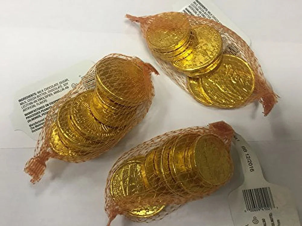 3 Mesh Bags Of 7 Pieces Each Milk Chocolate Coins R566354