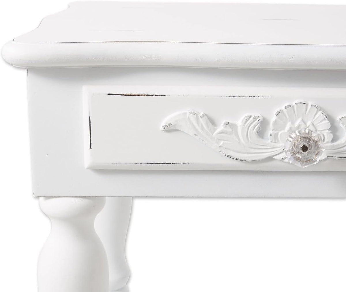 Set of 2 Carved Wood White Nightstands G596