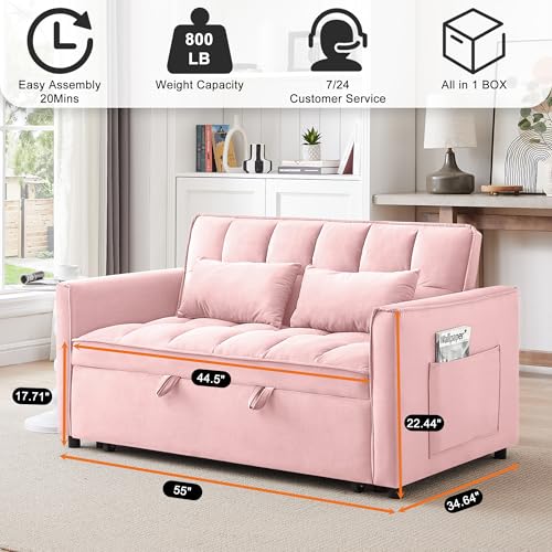 Black Velvet Convertible Sleeper Sofa Bed E2692