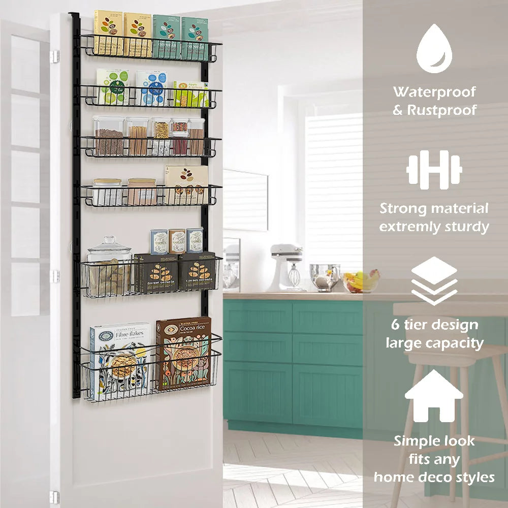 6-Tier Adjustable Metal Over The Door Pantry Organizer T5023