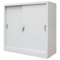 Gray Metal Office Cabinet with Sliding Doors I49900