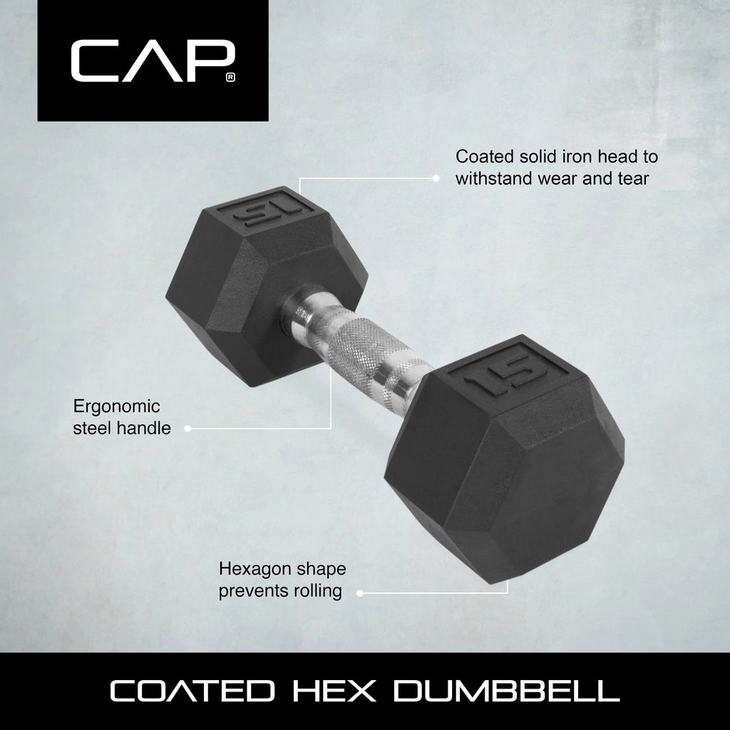 25lb Rubber Hex Dumbbell E1177