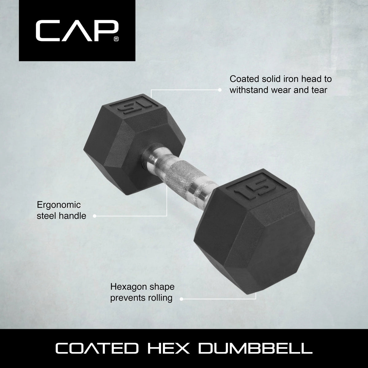 25lb Rubber Hex Dumbbell E1177