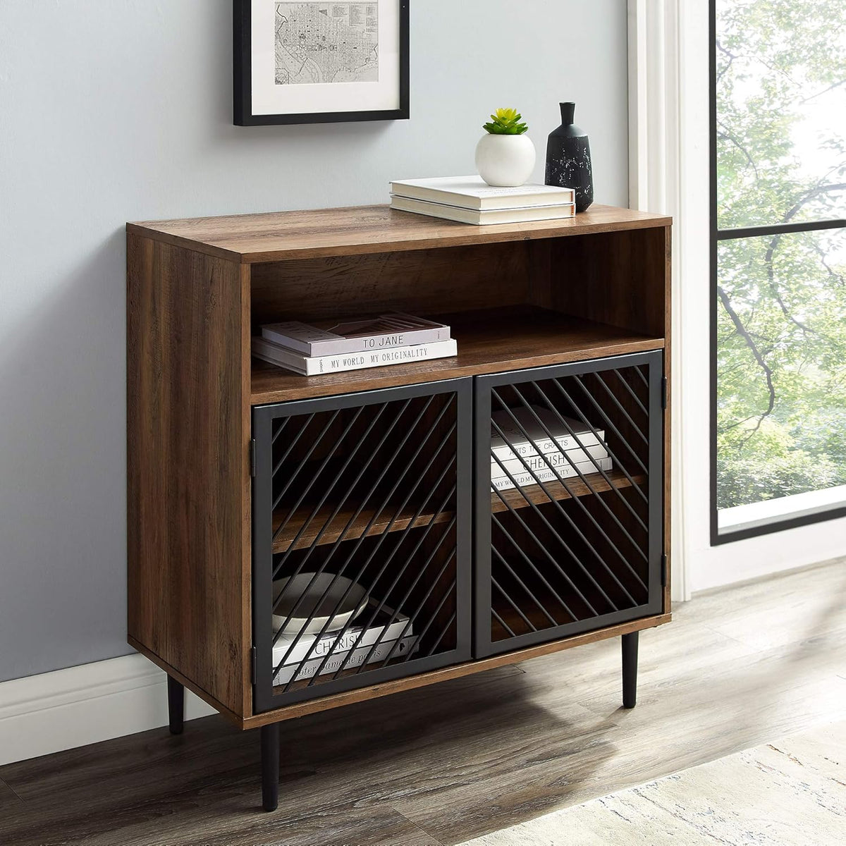 Rustic Oak Wood Bar Cabinet Z766904