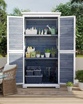 Gray Outdoor Storage Cabinet with Asphalt Roof N363407