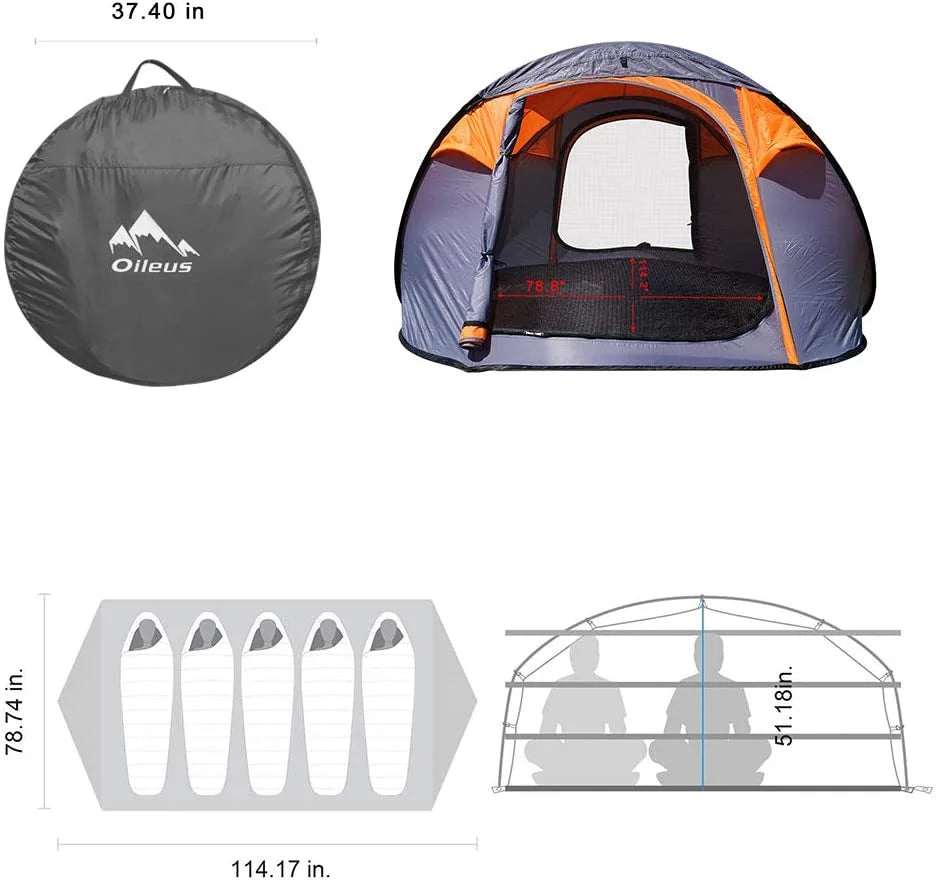 X-large Pop Up Dome Tent with Sky-window Portable Carrying Bag V3999