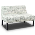 Off-White Cursive Pattern Loveseat Sofa with Black Wood Legs K5100