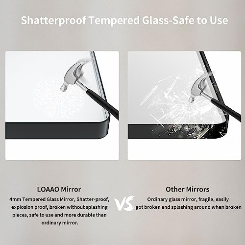 Black Metal Framed 22X30 Inch Rounded Rectangle Bathroom Mirror T1226