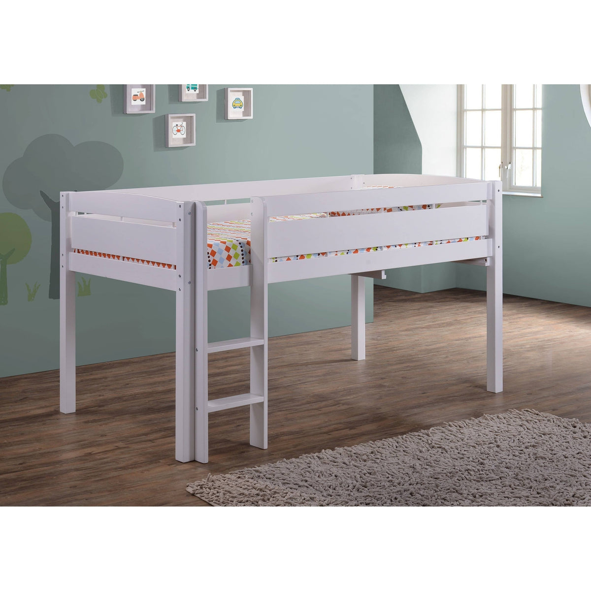 White Wood Loft Bunk Bed N792705
