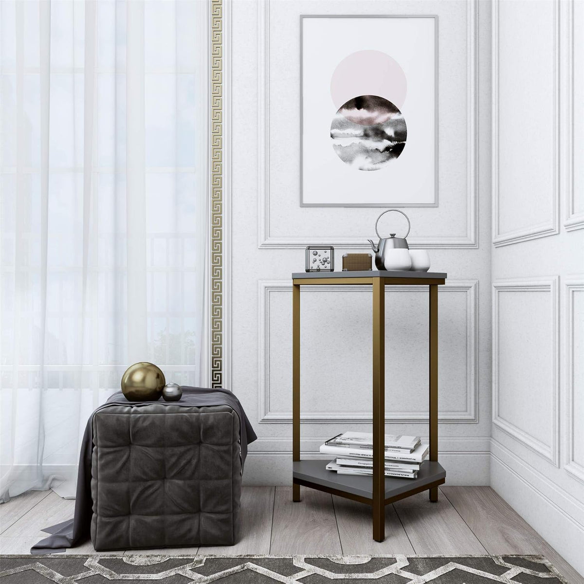 White Marble End Table Set Q29617