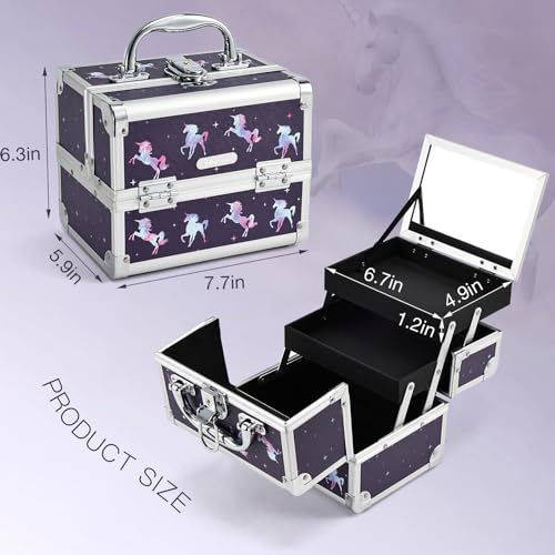 Unicorn Makeup Case with Trays & Mirror F151627