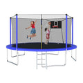 12FT 14FT 15FT 16FT Trampoline with Basketball Hoop, Ladder and Safety Enclosure Net P10873