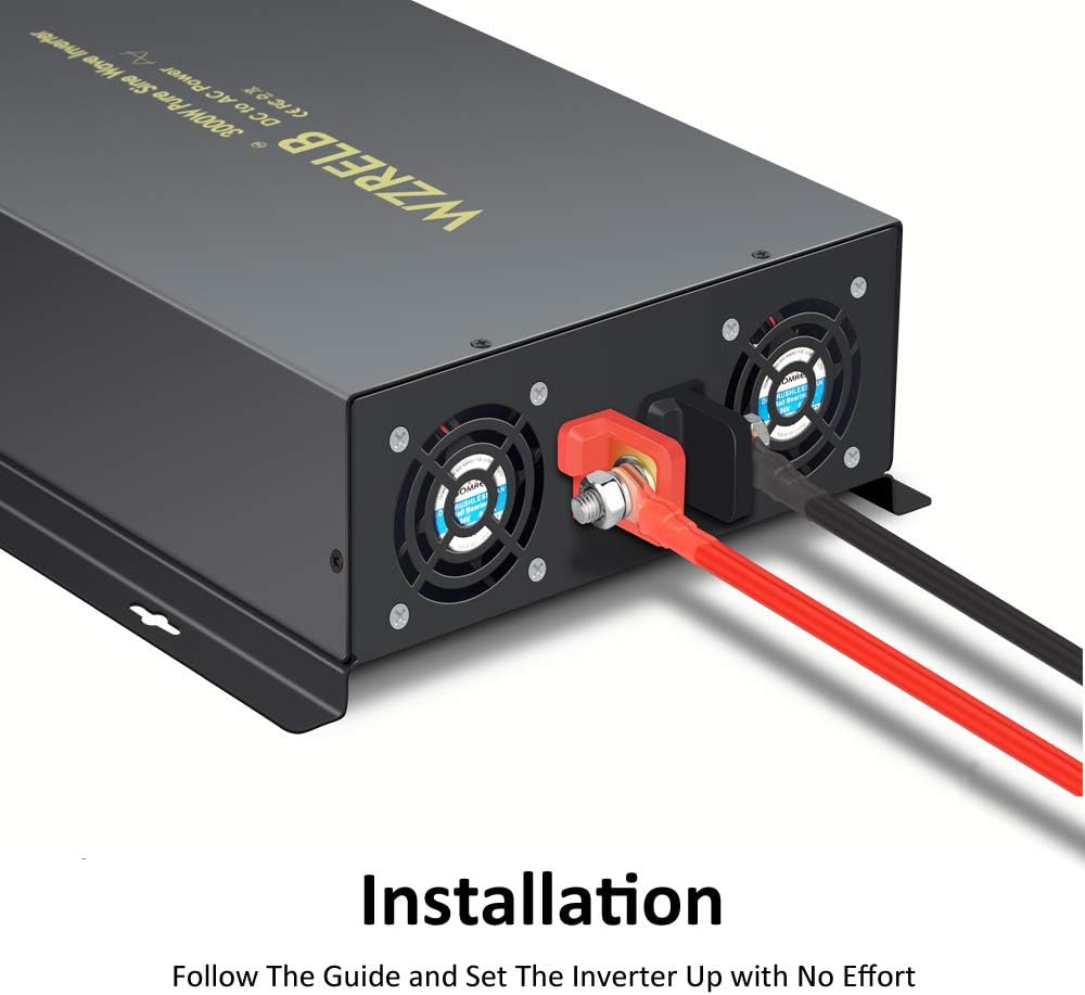 3000Watt 48V DC to 110V 120V Pure Sine Wave Power Inverter with Remote Control Dual AC Outlets and AC Hardwire Port U598815
