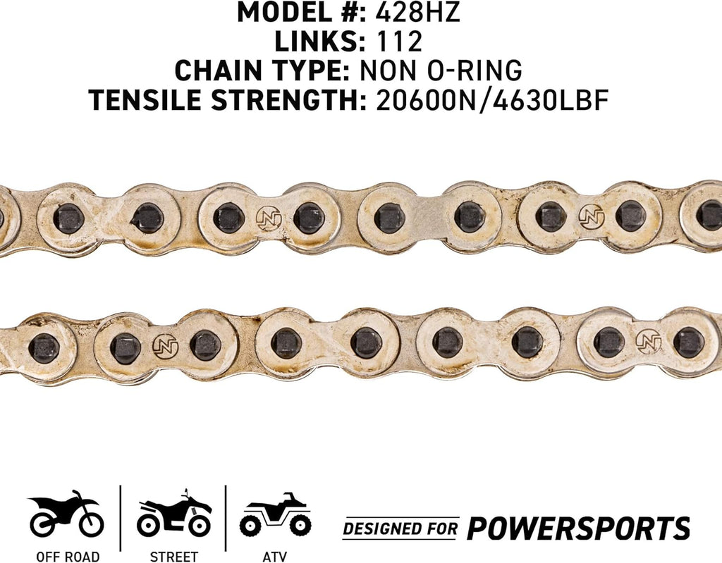 Drive Sprocket Chain Combo Front 16 Rear 45 Tooth 428HZ Standard 112 Links Pack of 2 U5538