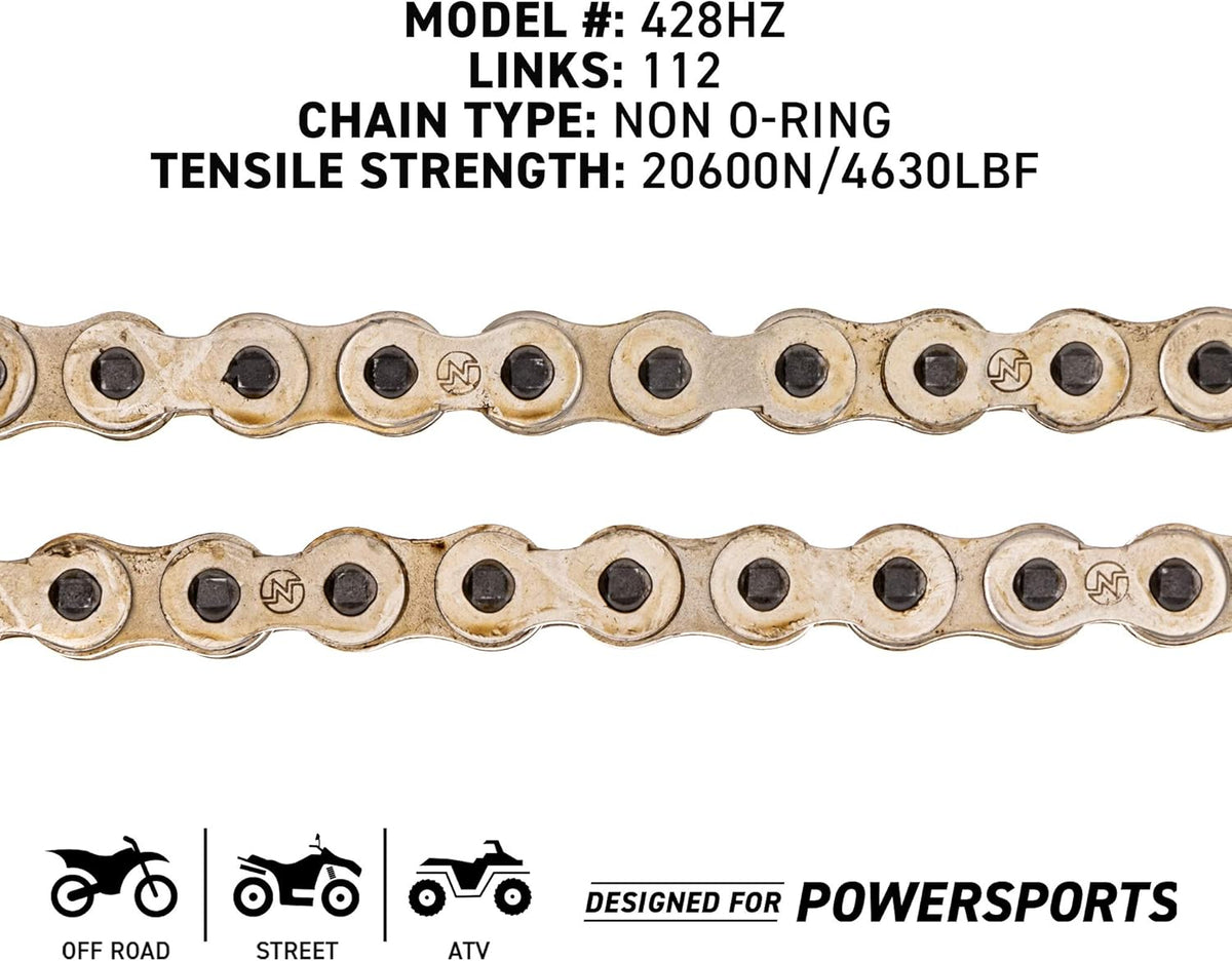 Drive Sprocket Chain Combo Front 16 Rear 45 Tooth 428HZ Standard 112 Links Pack of 2 U5538