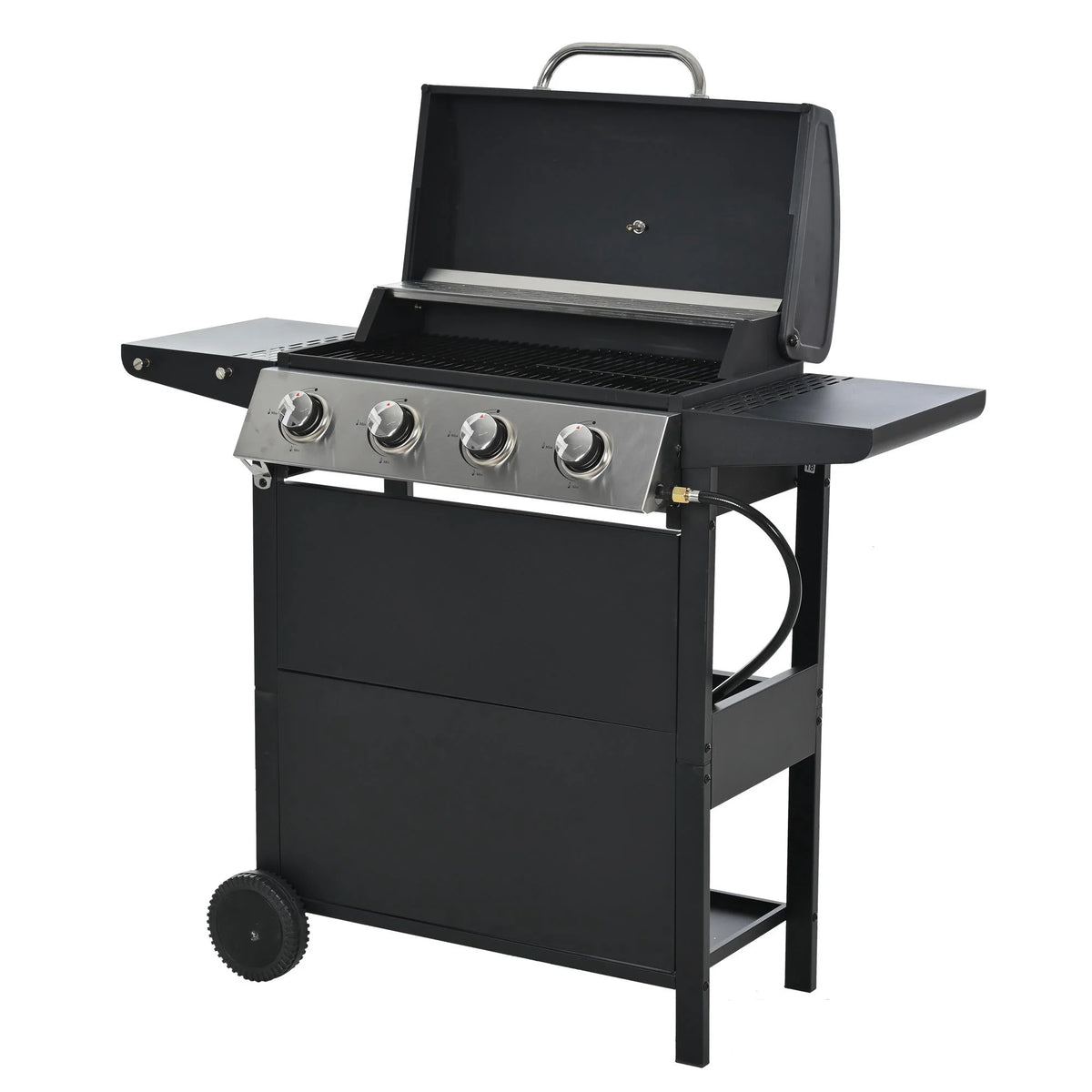 4 Burner Stainless Steel Propane Gas Grill with Side Burner and Thermometer V3323